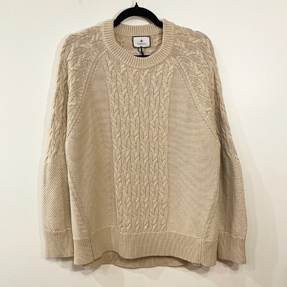Last Chance! New Tuckernuck Charles 100% Cotton Cable Knit Sweater Beige Medium - Picture 1 of 6